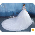 Robe de Mariage 2016 Perles de luxe perlées Robe de mariée en dentelle sexy en dentelle à la robe de mariée avec queue longue